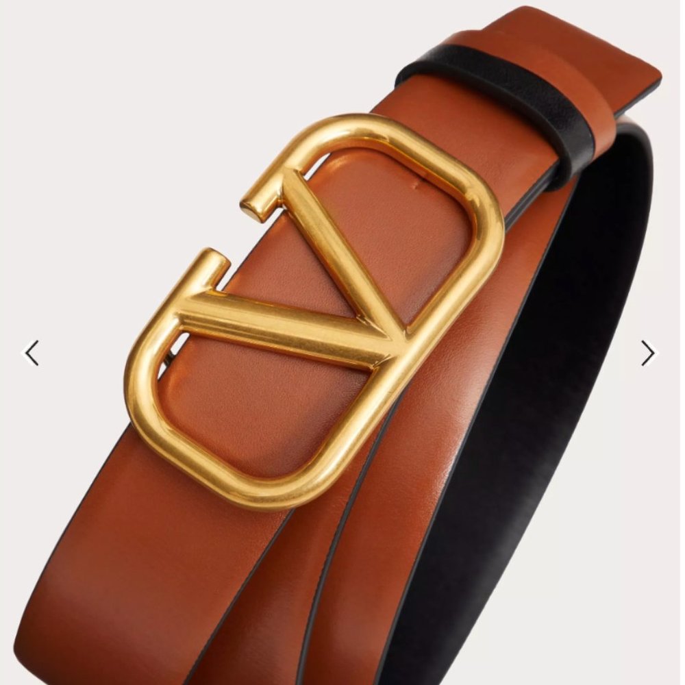 Valentino Garavani 30MM REVERSIBLE VLOGO SIGNATURE BELT IN GLOSSY CALFSKIN SZ85